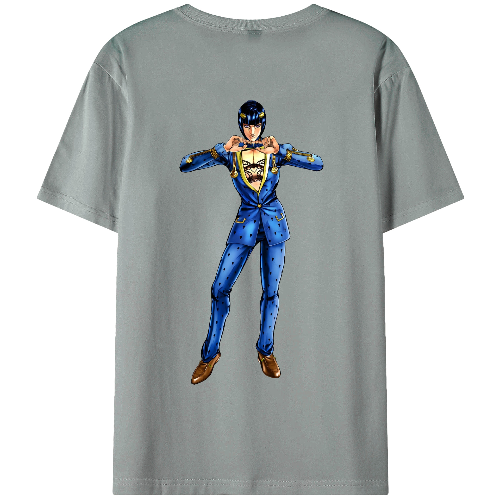 （画像用） ジョジョの奇妙な冒険 ブローノ?ブチャラティ JoJo's Bizarre Adventure Bruno Bucciarati 綿100％ メンズ半袖Tシャツ（バックプリント） 通気性